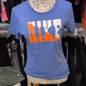 Nike Blue Tee with Orange Logo